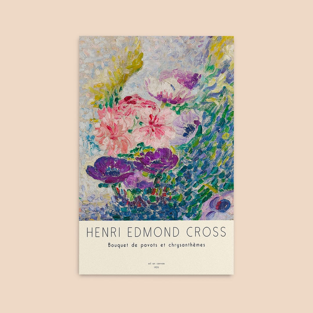 Henri-Edmond Cross Gelincik ve Kasımpatı Buketi Posteri - Tablosu