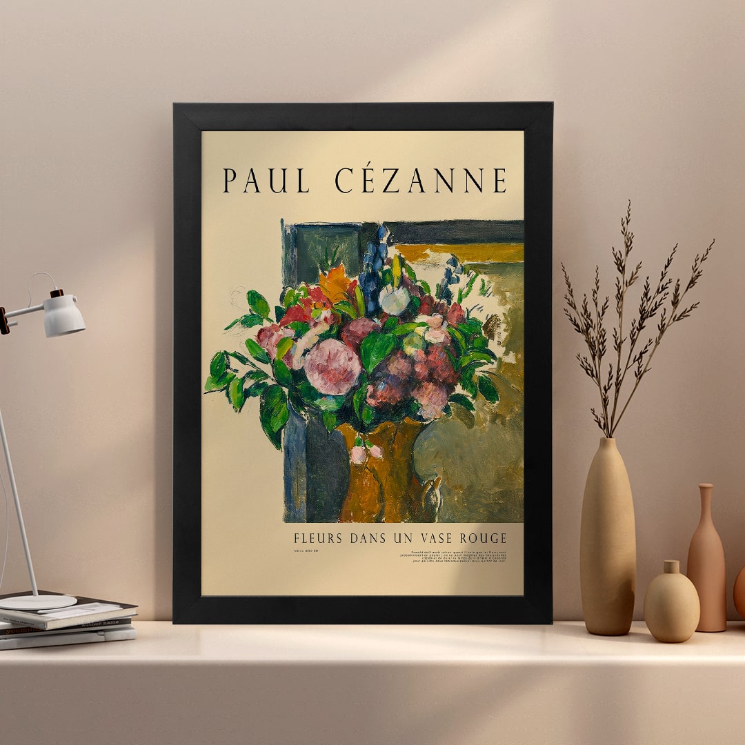 Paul Cézanne Kırmızı Vazoda Çiçekler Posteri - Tablosu