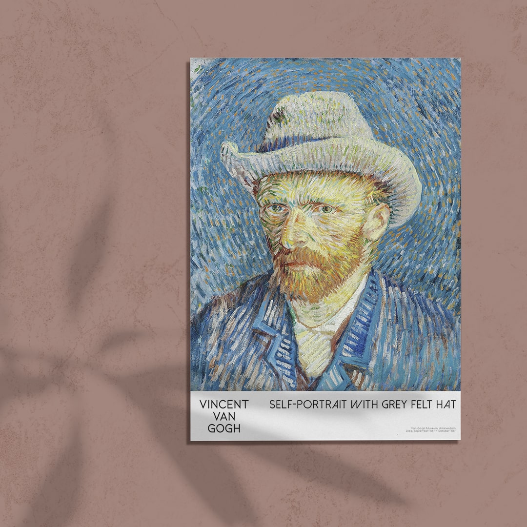 Vincent Van Gogh Gri Fötr Şapkalı Otoportre Posteri - Tablosu