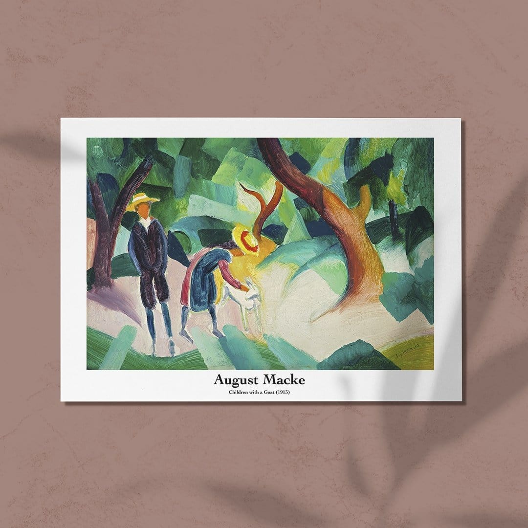 August Macke Children with a Goat - Tablosu - AyBuldum - Ünlü Ressam Tabloları - 20x30cm - August Macke Children with a Goat - Tablosu